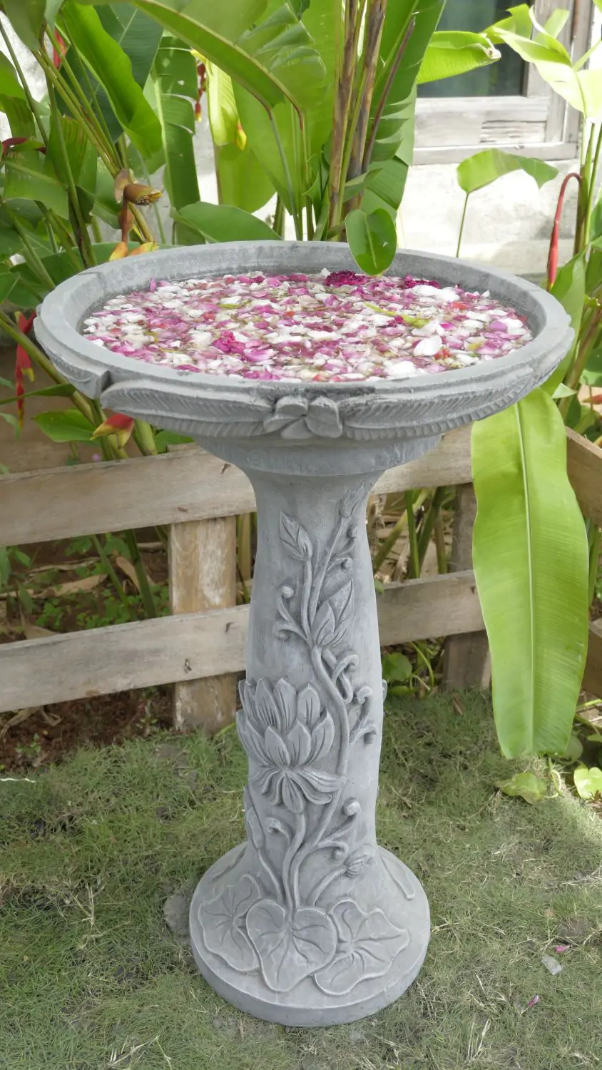  Product image 2 of the product “Rinjani - pedestal, tapered, with lotus motif, Ø 30cm, 71cm H | cast stone ”